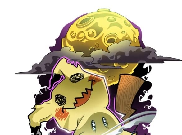 Mimikyu moonrise tattoo flash design by Jade, Dallas